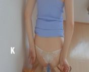 I masturbated with the image of being poked from behind wearing a blue knit dress and stockings give from naked image of be