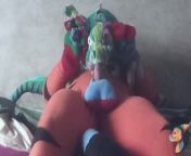 Dino tiger Coddy play with dragon fun mega fun from girl showing big boobs